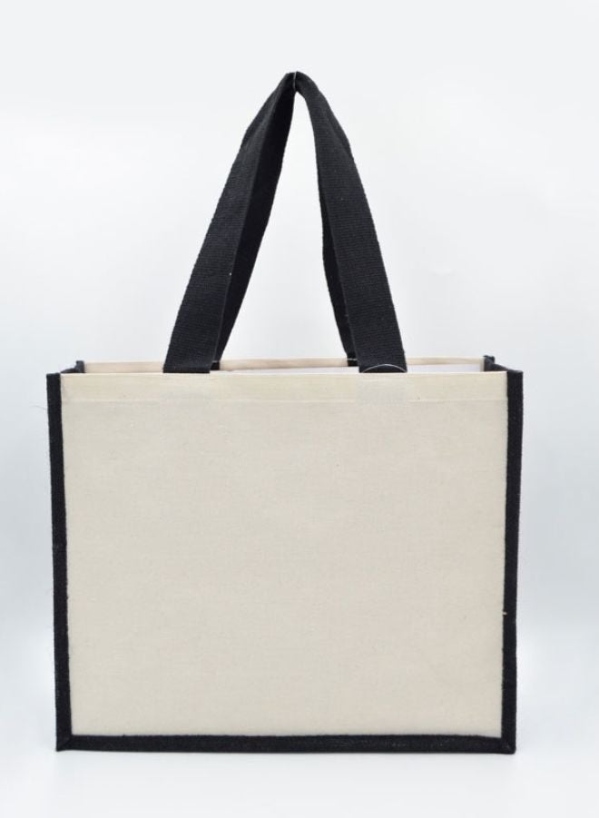 Fatio Set of 10 Black Jute with Cream Canvas Bags – Eco-Friendly, Durable & Stylish - Image 2